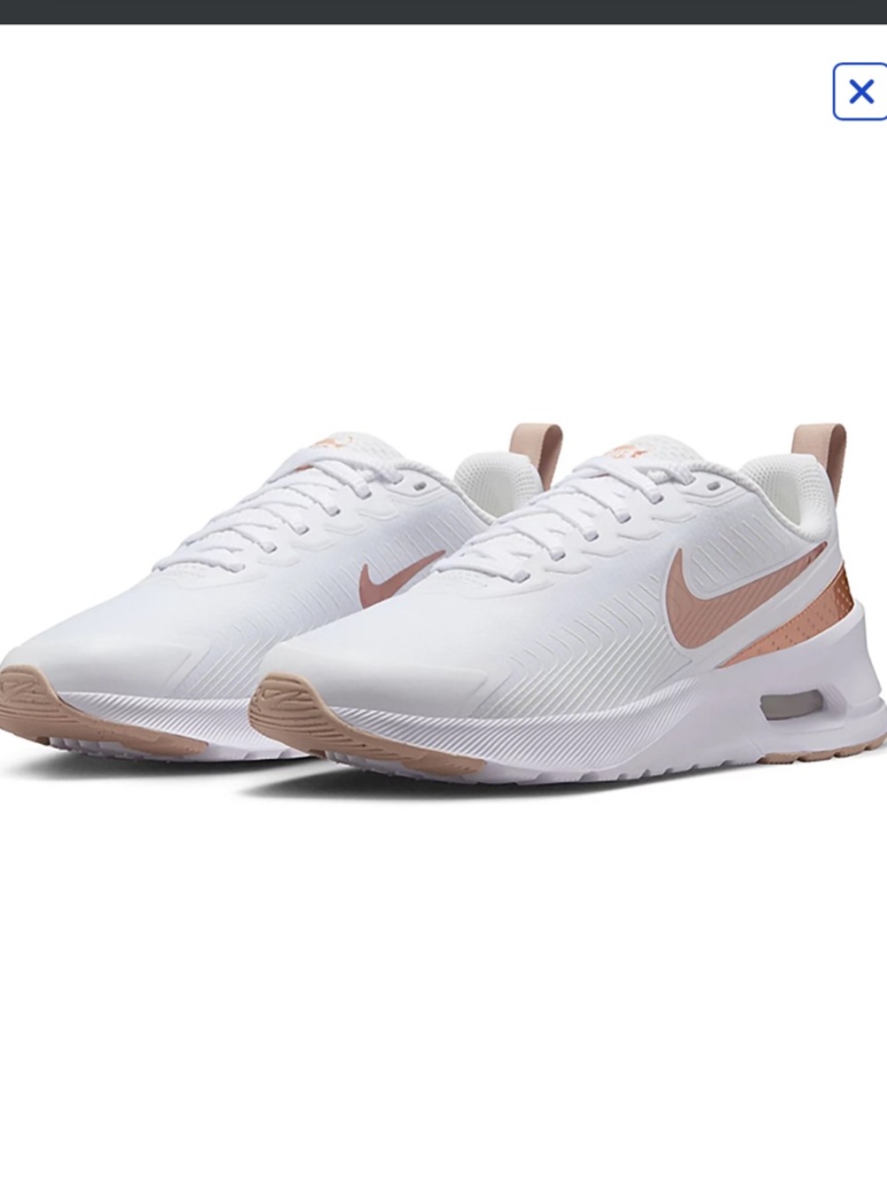 New Women’s Nike Air Max Nuaxis Shoes. White Bronze. Size 7.5